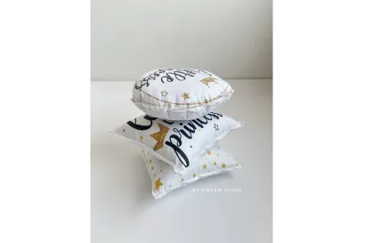 Set of pillows with digital printing (white) 3 pcs