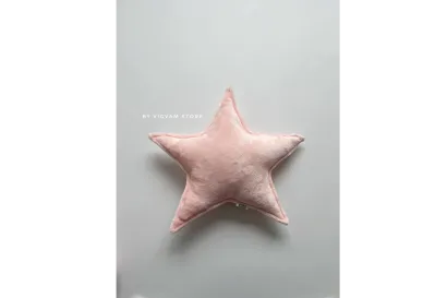 Plush pink star pillow